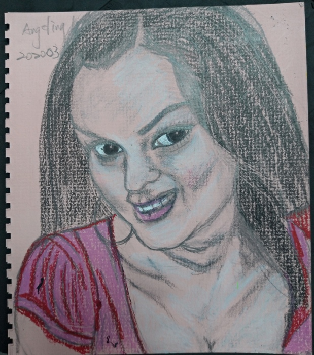 color sketch of Angelina Valentine