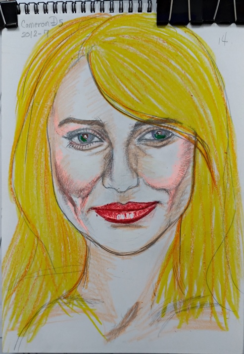 color drawing of Cameron Diaz