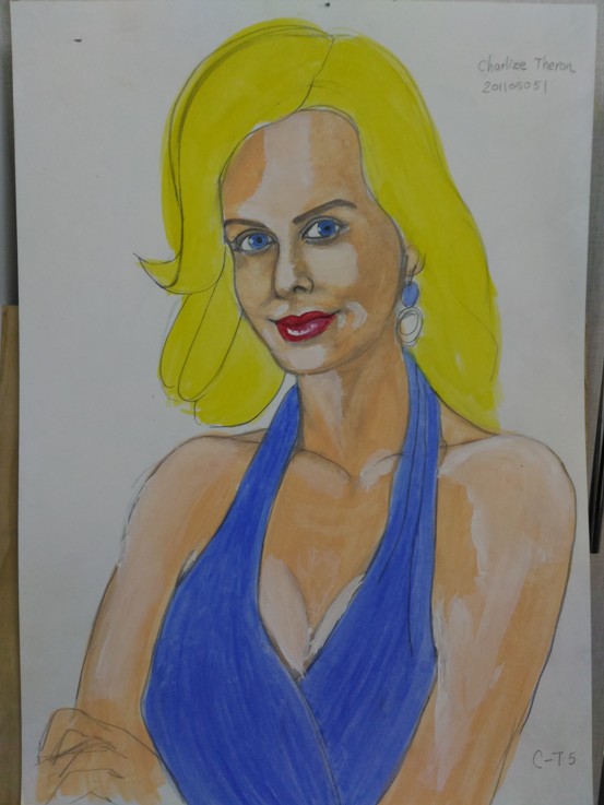 Charlize Theron water color sketch