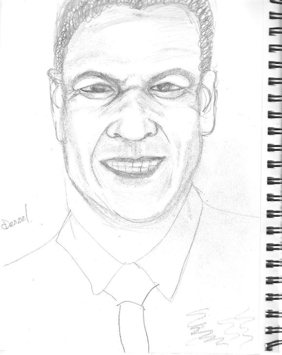 sketch of Denzel Washington
