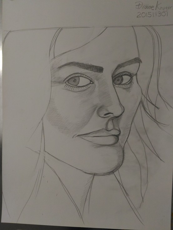 pencil sketch of Diane Kruger