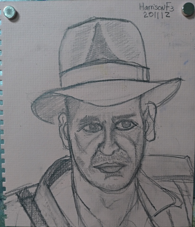 pencil sketch of Harrison Ford