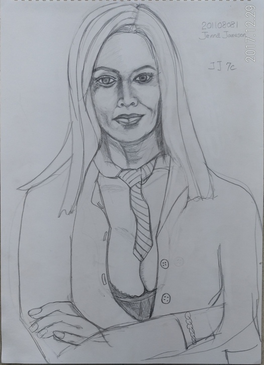pencil sketch of Jenna Jameson