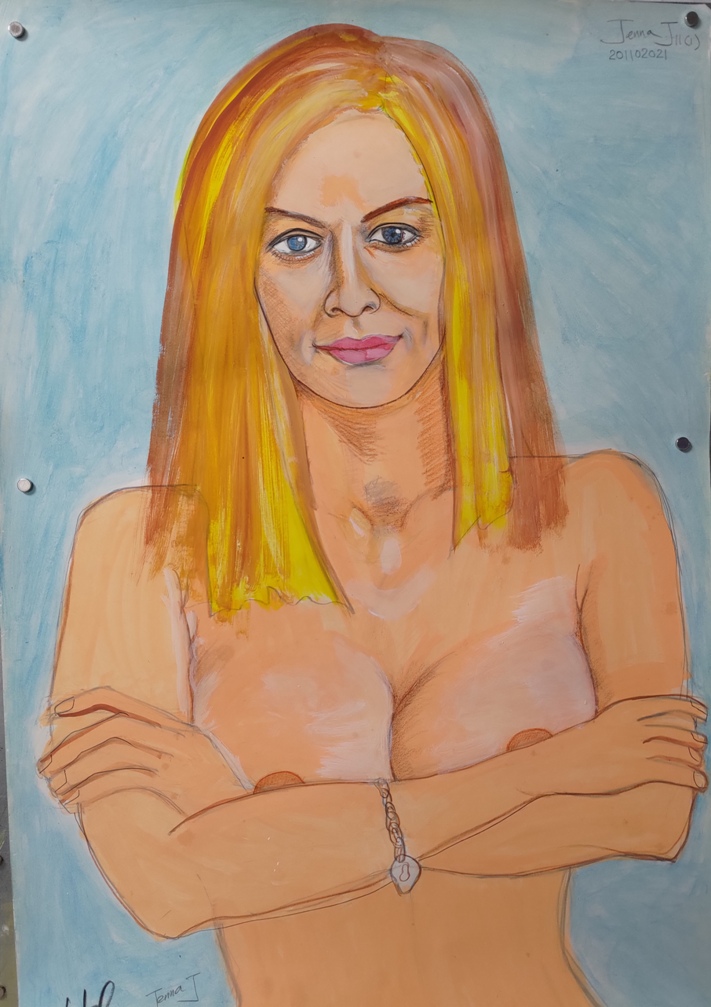 water color sketch of Jenna Jameson