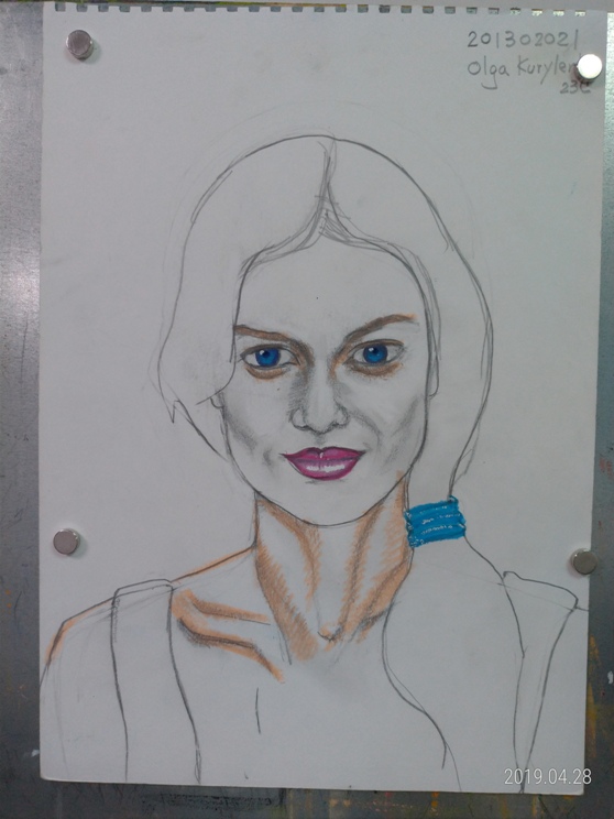 color sketch of Olga Kurylenko
