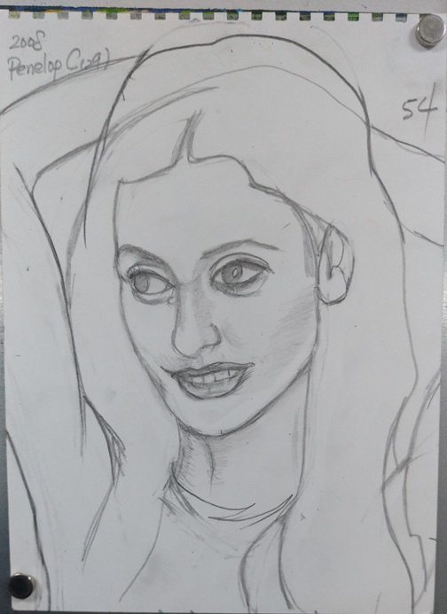 Pencil sketch of Penelope Cruz