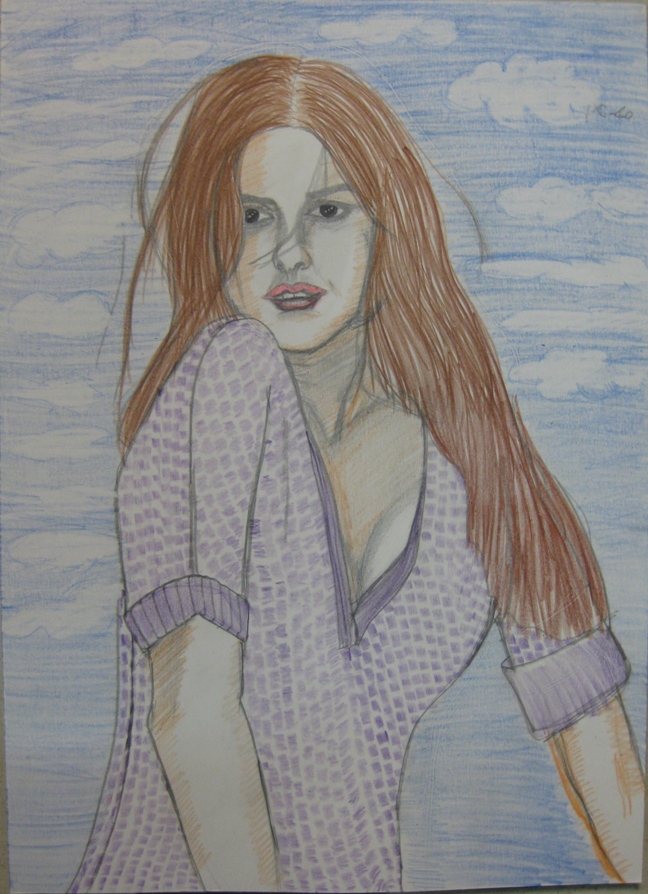 color sketch of Penelope Cruz