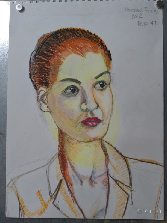 color sketch of Rosamund Pike