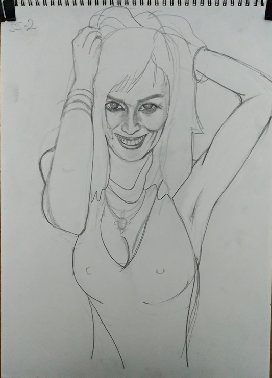 Pencil sketch of Sharon Stone