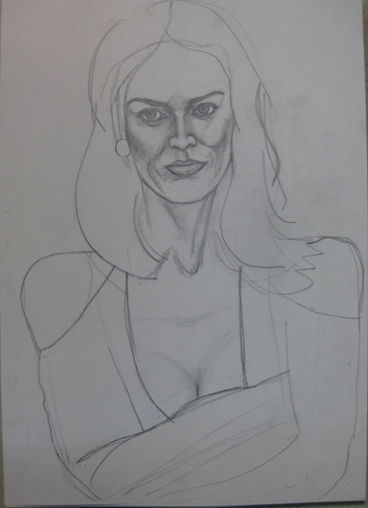 pencil sketch of Sharon Stone