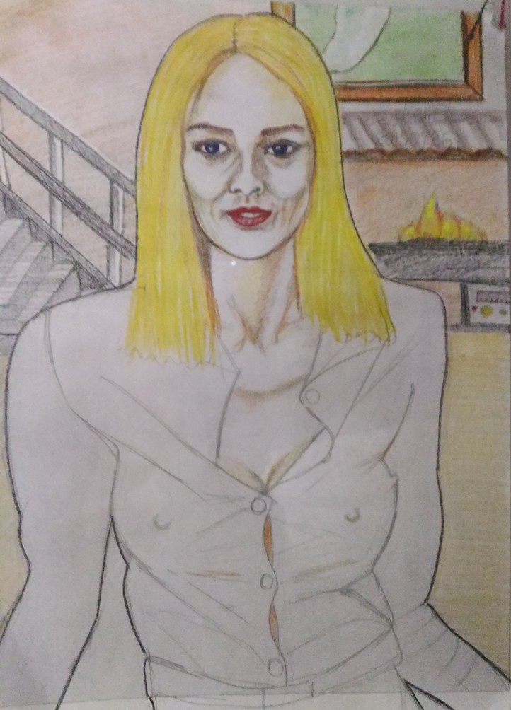 color sketch of Sharon Stone