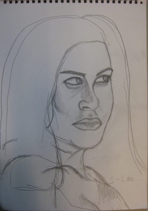 pencil sketch of Sunny Leone