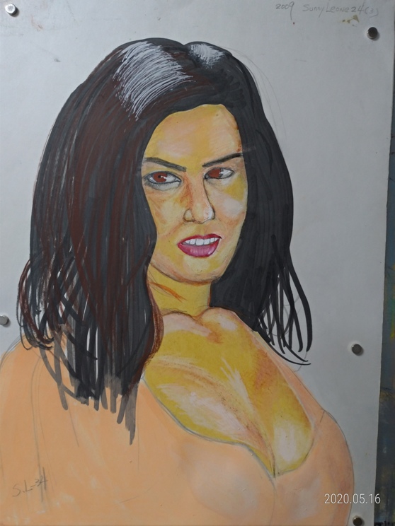 color sketch of Sunny Leone