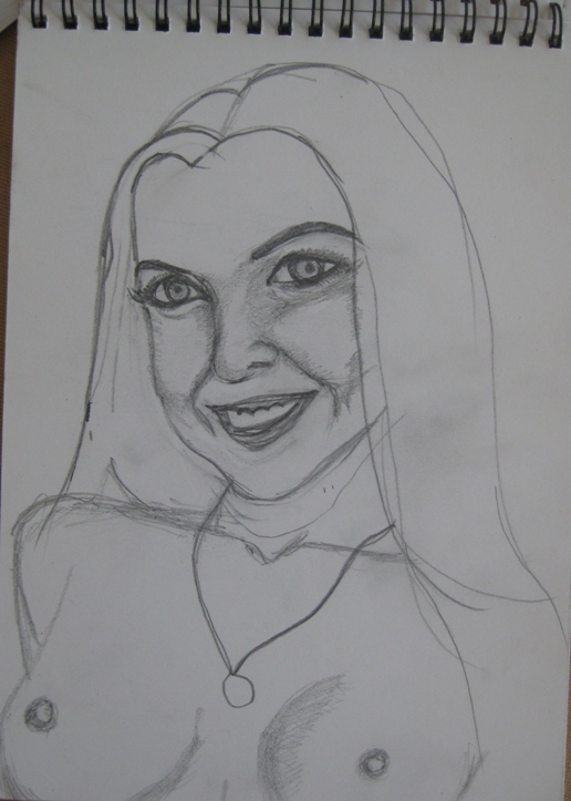 pencil sketch of Veronika Simon