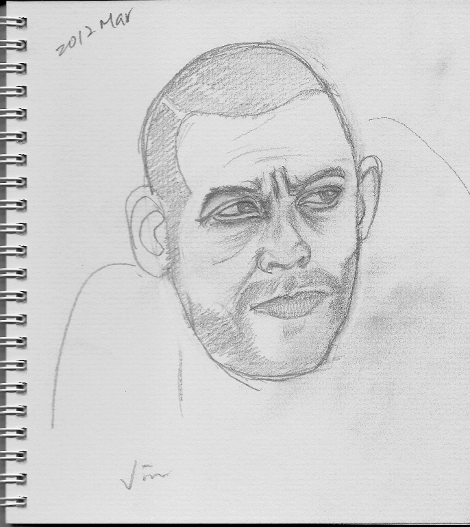 pencil sketch of Vin Diesel