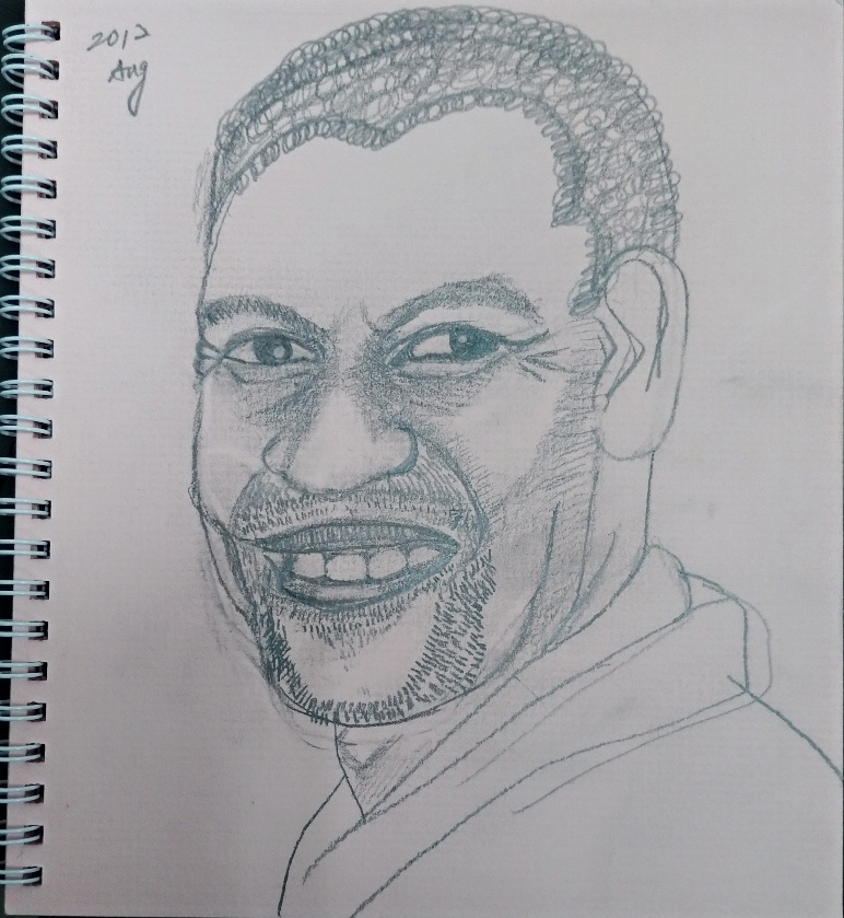 color sketch of Denzel Washington
