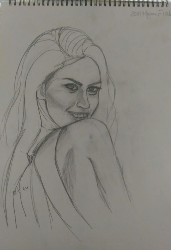 pencil sketch of Megan Fox