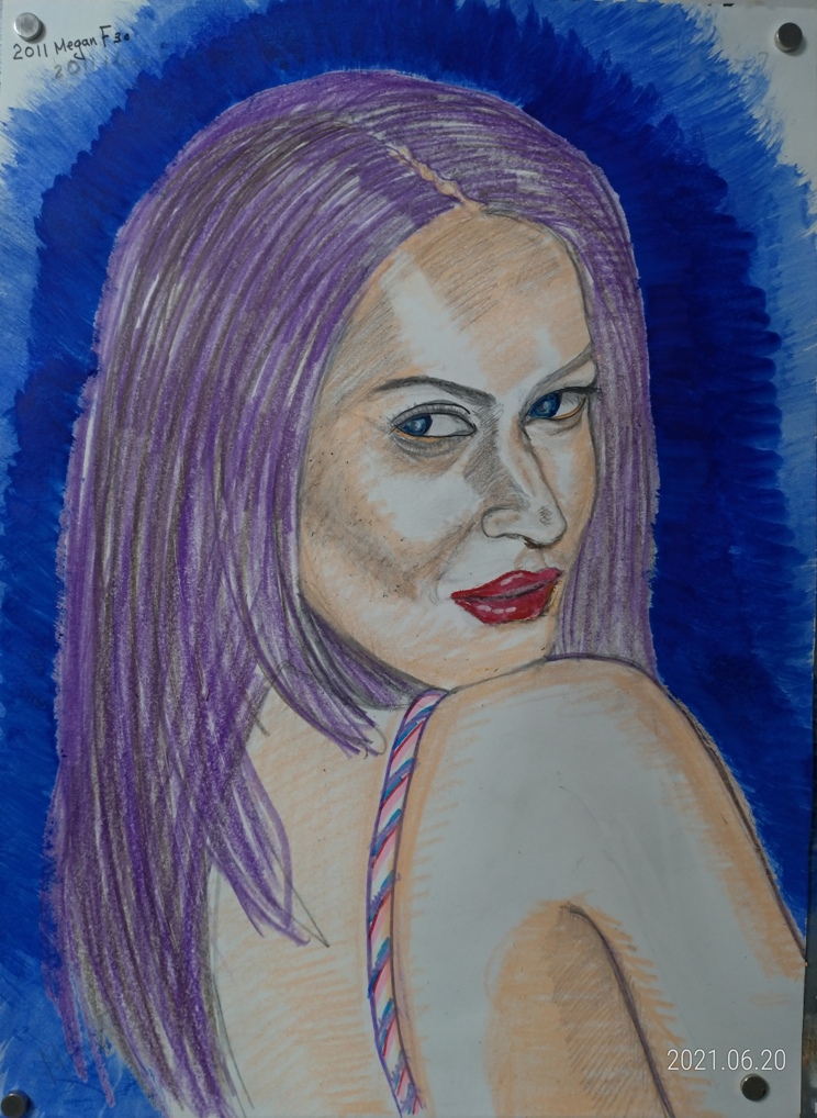 color sketch of Megan Fox