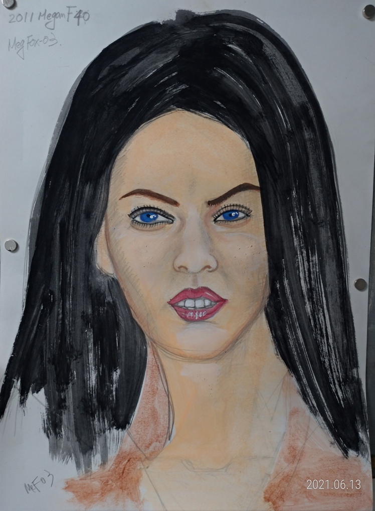 pencil sketch of Megan Fox